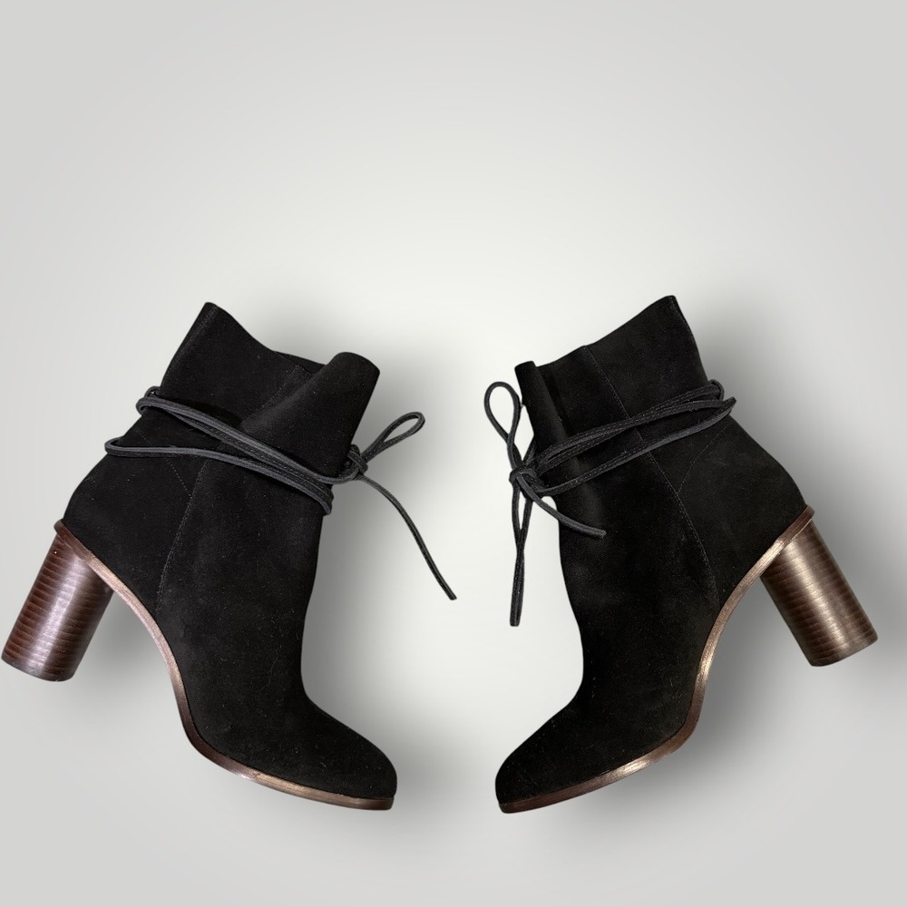 Pour La Victoire Irona Womens Black Suede Wrap Tie Ankle Boots Size 10